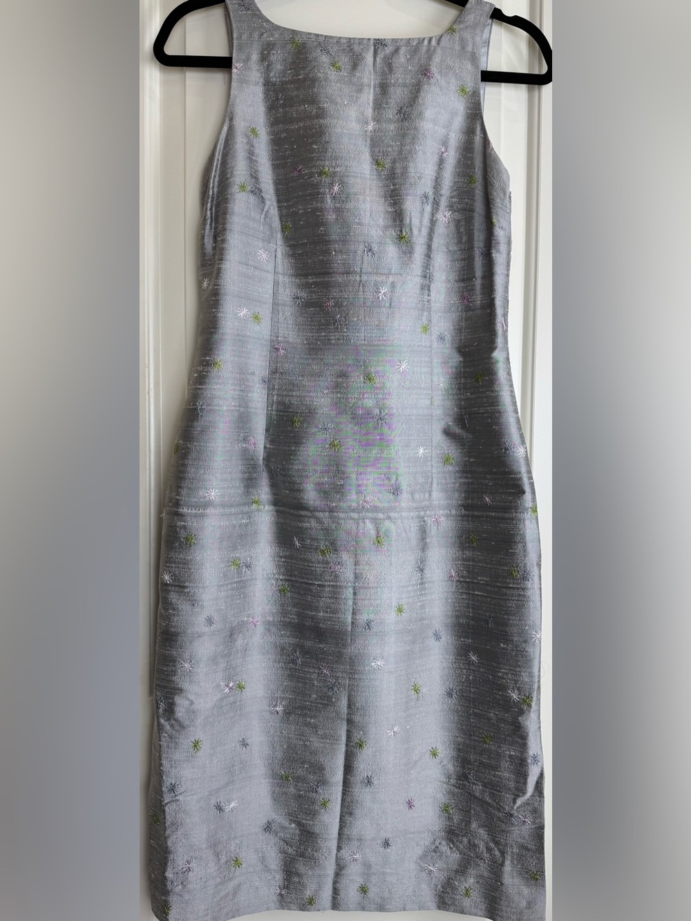 Vintage Nicole Miller Collection Silk Embroidered Silver Dress 4. Y2K - Picture 4 of 10